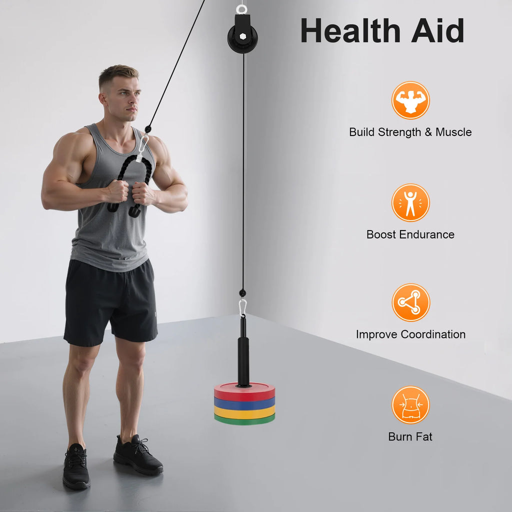 Pulley System Gym Cable Weight Pulley System Cable Lat Pull Fitness 120kg Load Capacity for Home, Gym, Etc.