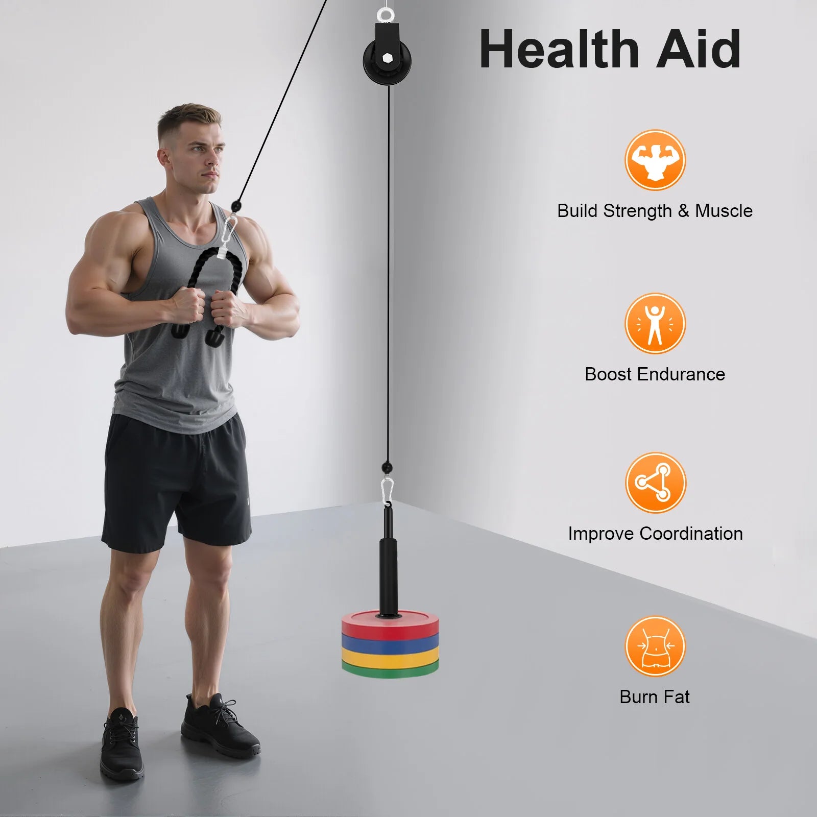 Pulley System Gym Cable Weight Pulley System Cable Lat Pull Fitness 120kg Load Capacity for Home, Gym, Etc.