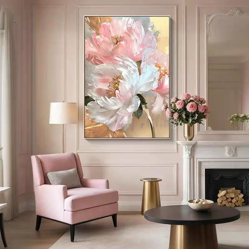 Handmade Oil Paintings for Home Decor, Abstract Pictures, Canvas Flowers, No Frame, Wall Art, Colors, Living Room, Modern