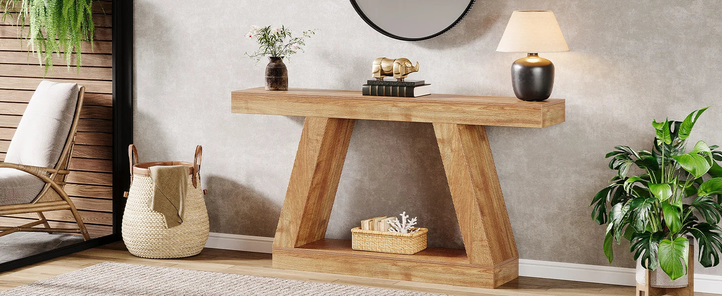 Tribesigns 55-Inch Rustic Console Table with Storage Industrial Wooden Entryway Table for Hallway Living Room