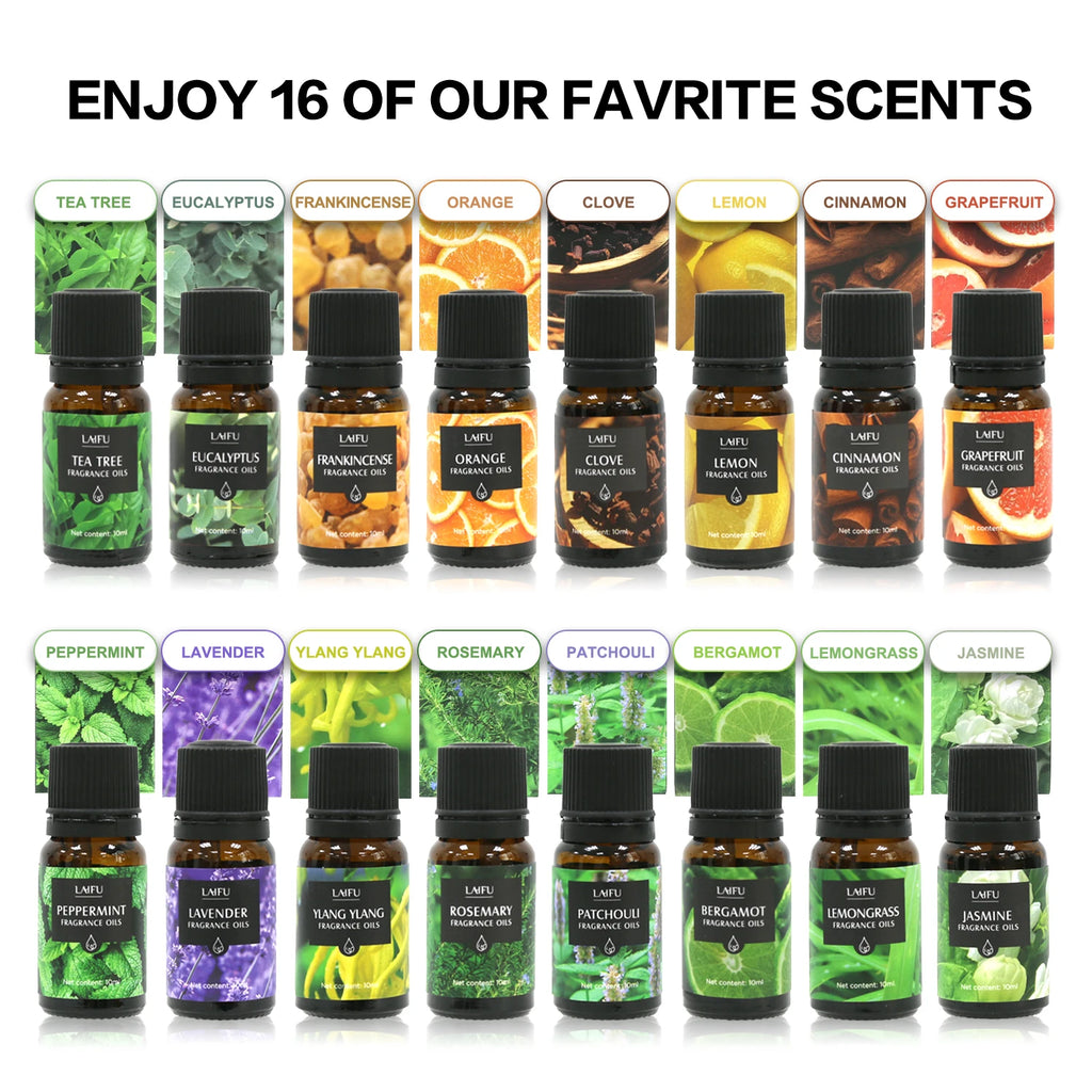 Aromatherapy Essential Oils Kit 16 favors Lavender, Mint, Lemon,  Jasmine, tea tree All Perfect for Humidifiers Yoga bedroom