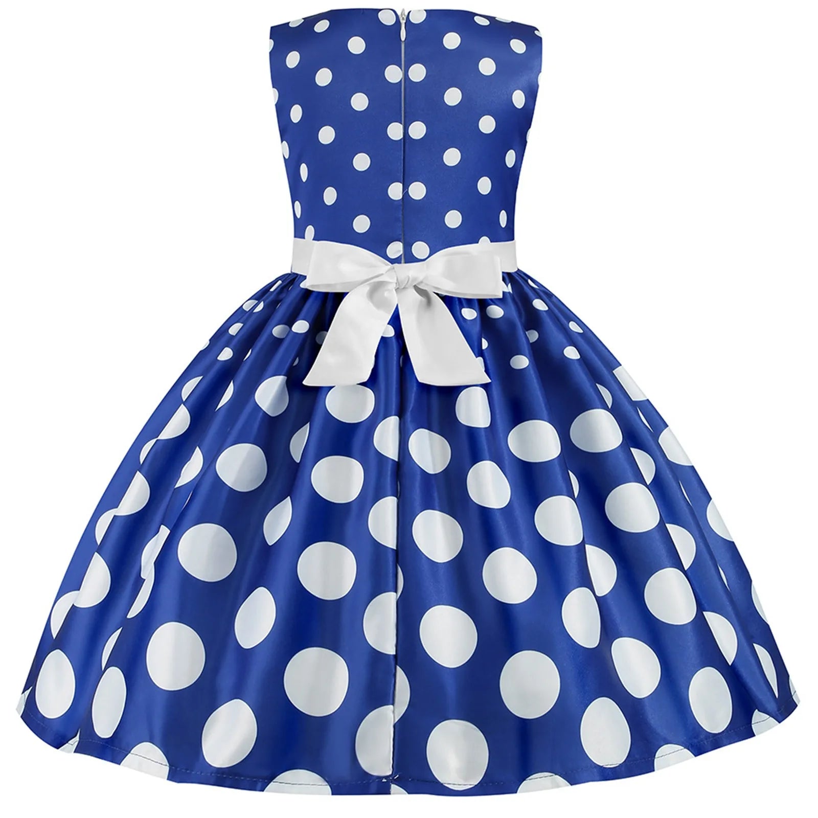 Kids Girls Vintage Dress Easter Polka Dots Print Dress Daily Birthday Dress Short Sleeve 1950s Princess Dress