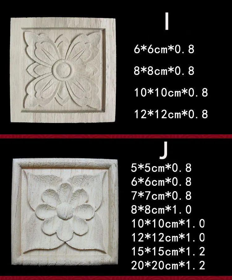 Unique Natural Floral Wood Carved Onlays and Appliques Wood Figurines for Decor Home Decoration Accessories wood furniture decal