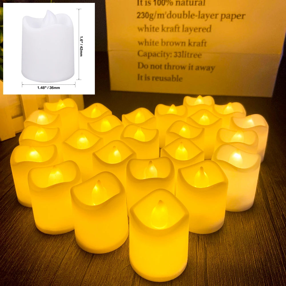 Flameless Tea Light Candles Battery Operated Votive LED Tealights with Paper Lampshade for Wedding Valentine Halloween Christmas