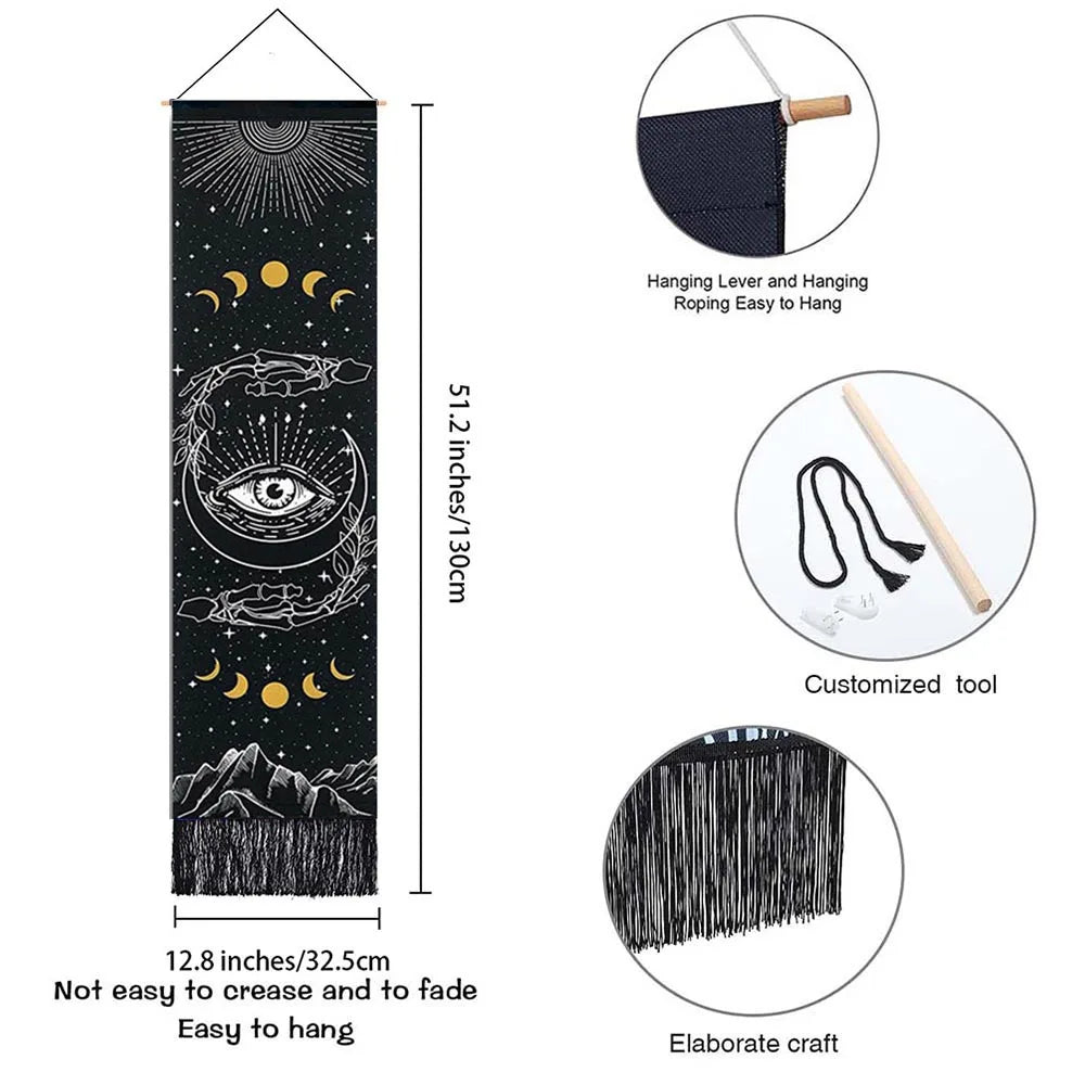 Spsychedelic Gothic Skull Tapestry Wall Hangings Trippy Black Evil Eye Skeleton Hand Tapestry for Bedroom Living Room Dorm Decor