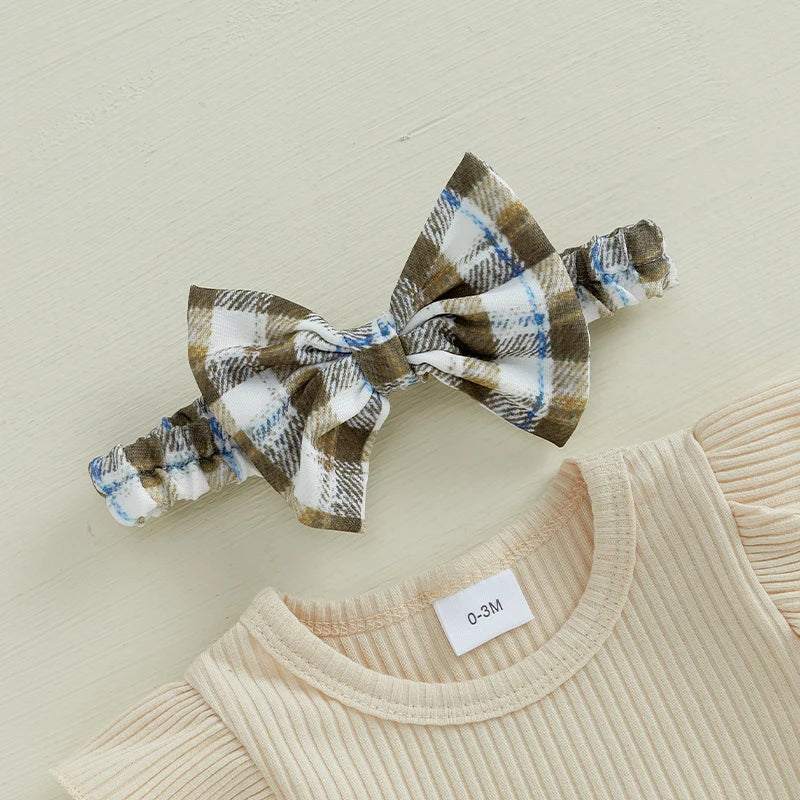 Toddler Girls 3-Piece Spring Outfits Short Sleeve Bodysuit Floral Skirt Headband Set Infant Clothes for Easter Party