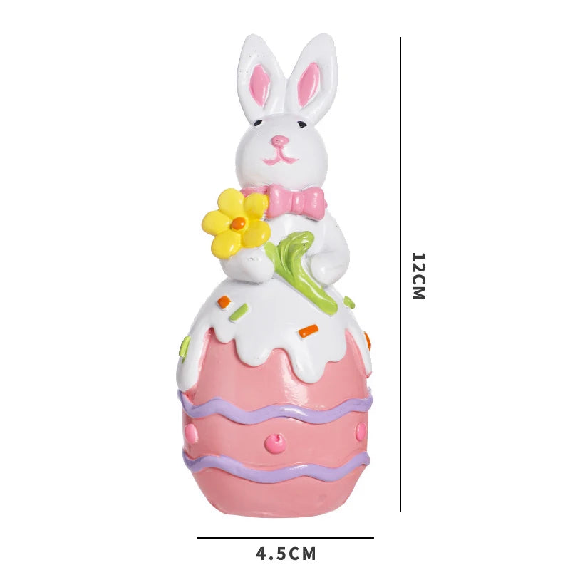Cute Bunny Shaped Easter Ornaments Cartoon Easter Egg Resin Decoration Living Room Desktop Decoration Crafts Children Gifts