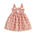 Girls Easter Bunny Print Sleeveless Dress Summer Fashion Casual Kids Princess Dress with Carrot Pattern