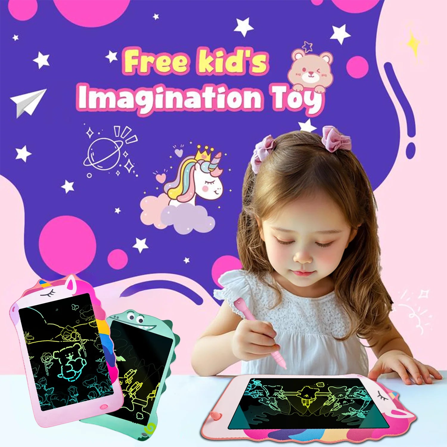 LCD Writing Tablet for Kids, 8.5 Inch Colorful Doodle Board Drawing Tablet, Educational Learning Toys Birthday Gifts for