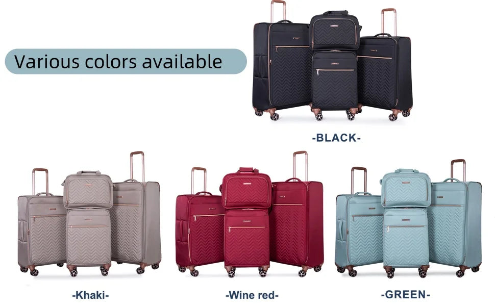 Travelhouse 4 Piece Luggage Set Softside Expandable Lightweight Suitcase with Double Spinner Wheels