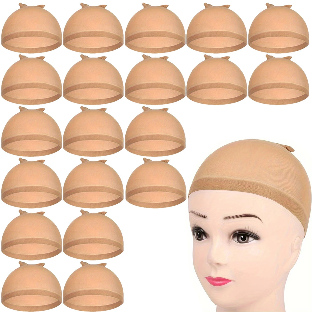 20pcs nylon wig cap stockings elastic wig cap black, brown, light brown