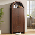 Fluted Arched Cabinet with Doors, Wood Pantry Storage Cabinet with Large Drawers, Modern Versatile Bookcase ,Customized
