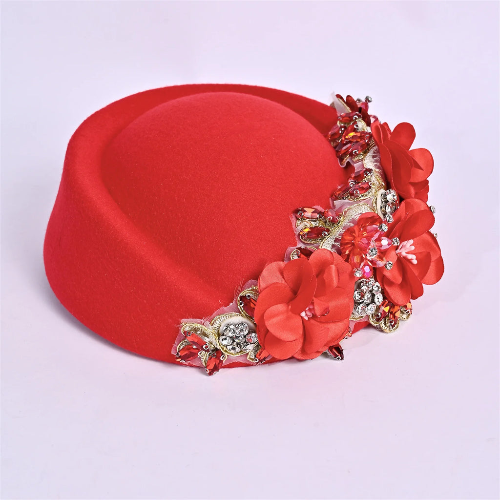 Vintage Style Wool Beret Hat with Pearl Embellishments Classic French Artist Hat for Women Elegant Tea Party Accessory