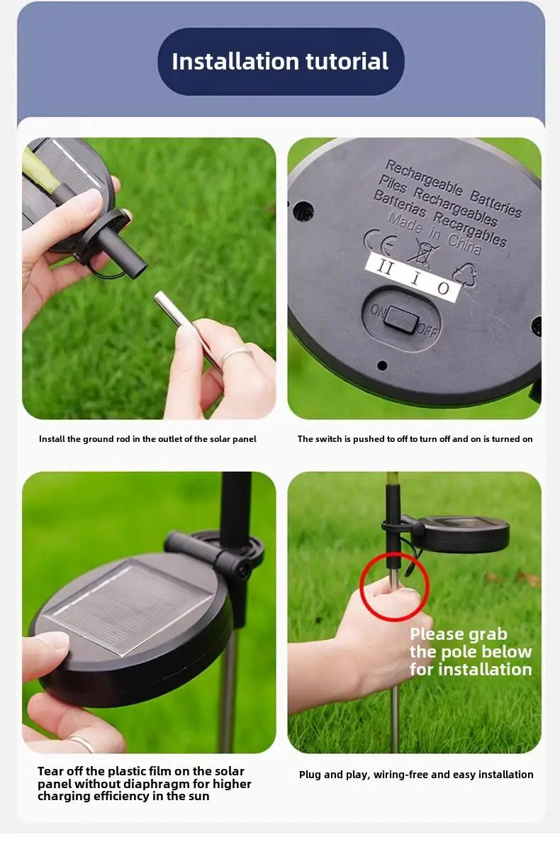 6/12 pcs garden lights Easter Eggs,  Waterproof garden path courtyard Hunt Game Party Favors Supplies Solar lamp