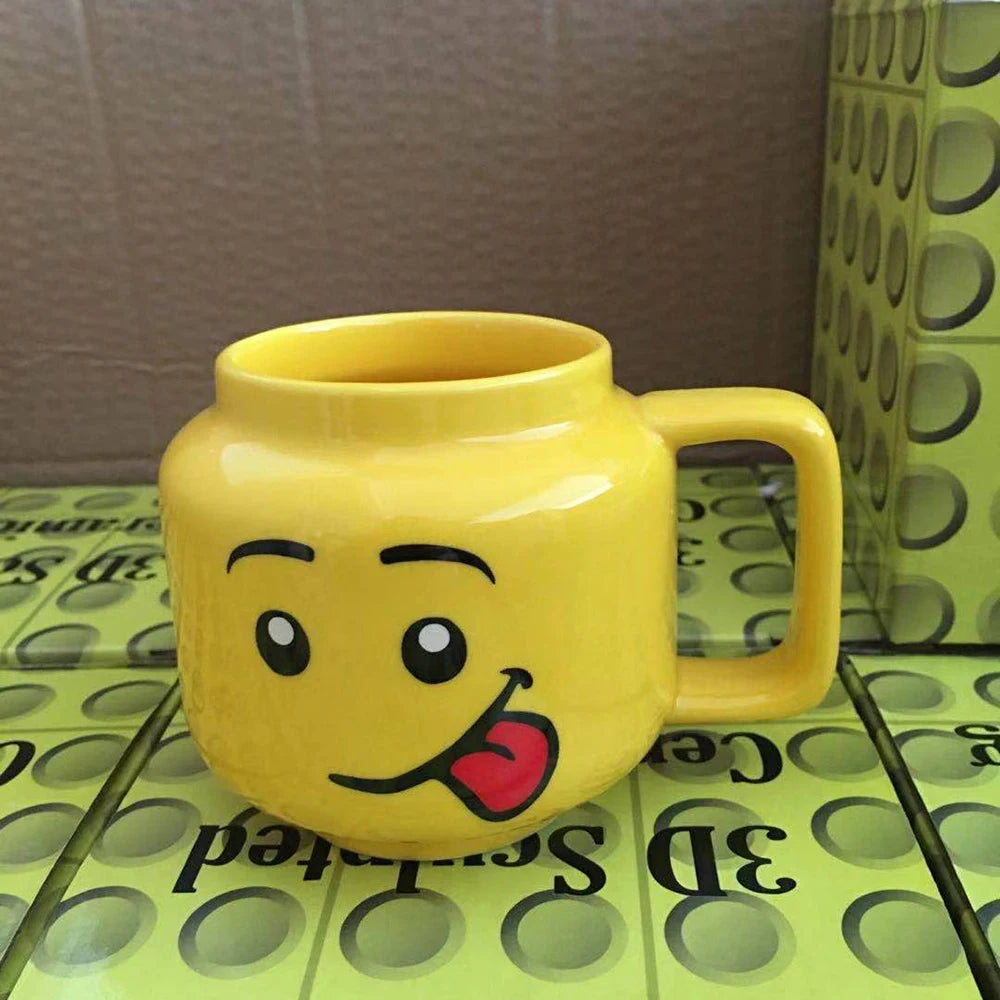 Expression Ceramic Mug 250ML Cute Coffee Cups Drinkware Figurine Head Smiling Face Tea Drinking Cup Children Christmas Gift 머그컵