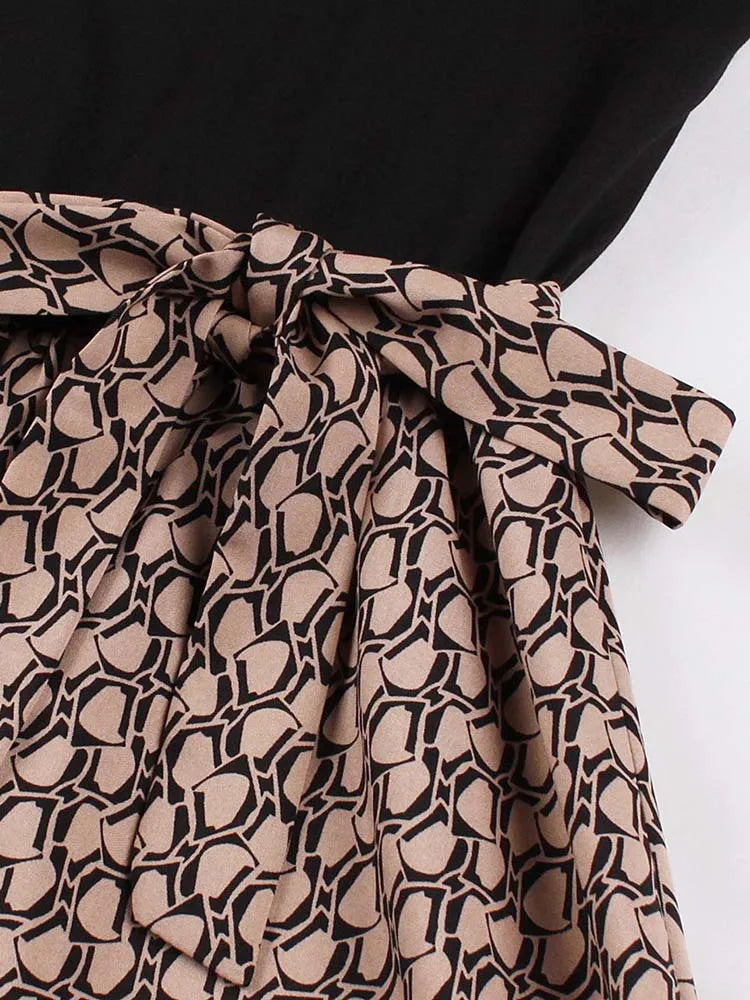 Retro Vintage Women's Summer Dress V-Neck Sleeveless High Waist Chic Floral Print with Belt 50s Style