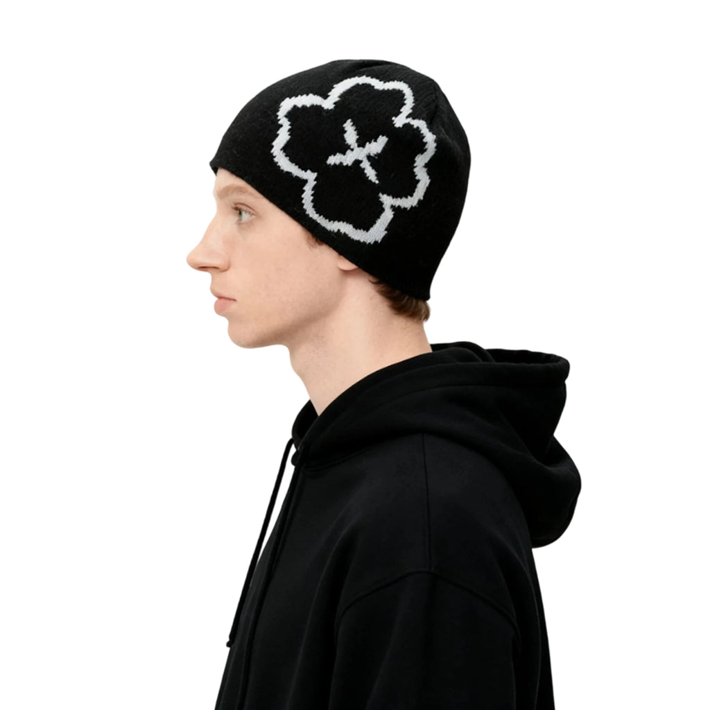 Women s Winter Knit Beanie Hat with Floral Design Soft and Stretchy Skull Cap for Outdoor Activities Warm and Cozy