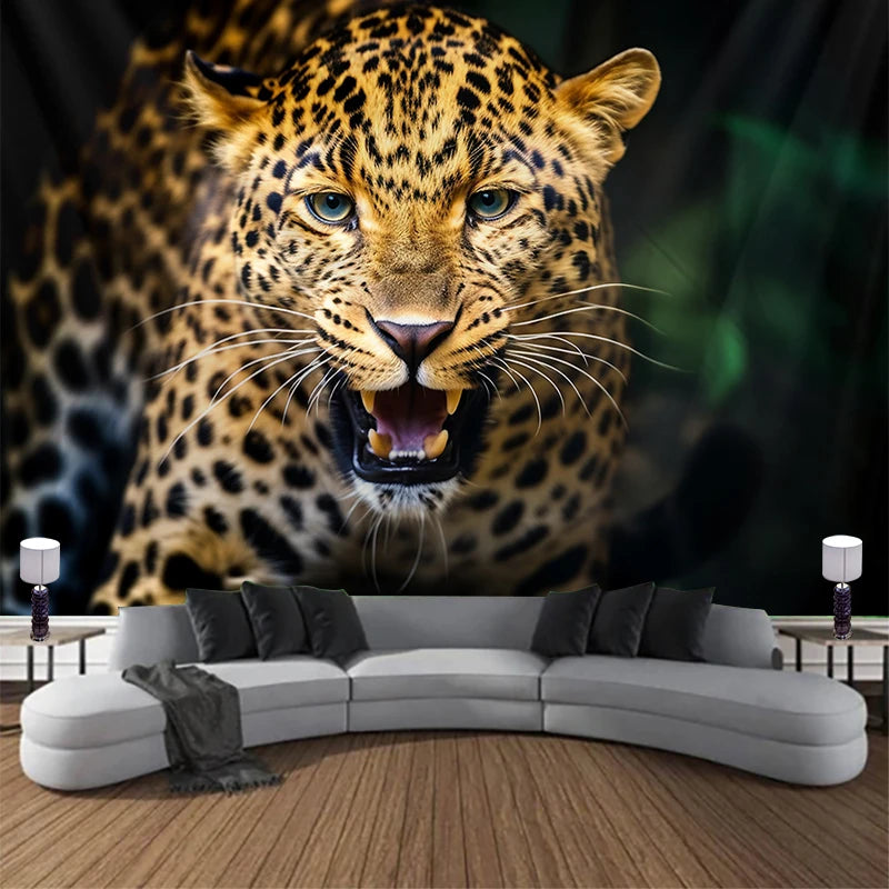 Animal Leopard Waterfall Tapestry Wall Art Floral  Wall Hanging Home House  Bedroom Decor For 2023 Tapiz Y2k Arazzi