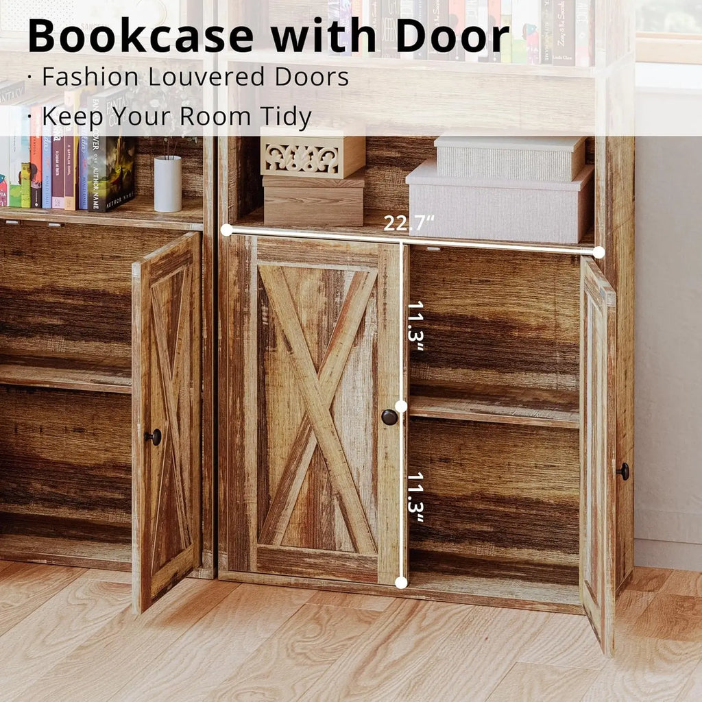 IRONCK Industrial Bookshelves and Bookcases with Doors 11.8 in Depth Floor Standing 5 Shelf Display Storage Bookcase Shelves