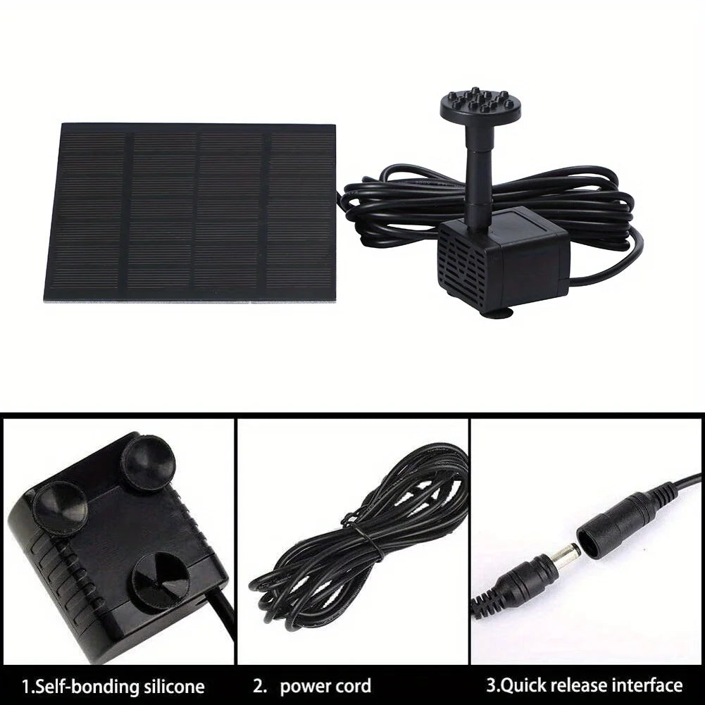Solar Fountain with 6 Nozzles - 1.4W Solar Panel Floating Water Pump for Bird Baths, Pools, Garden DIY Waterfall Yard Decor