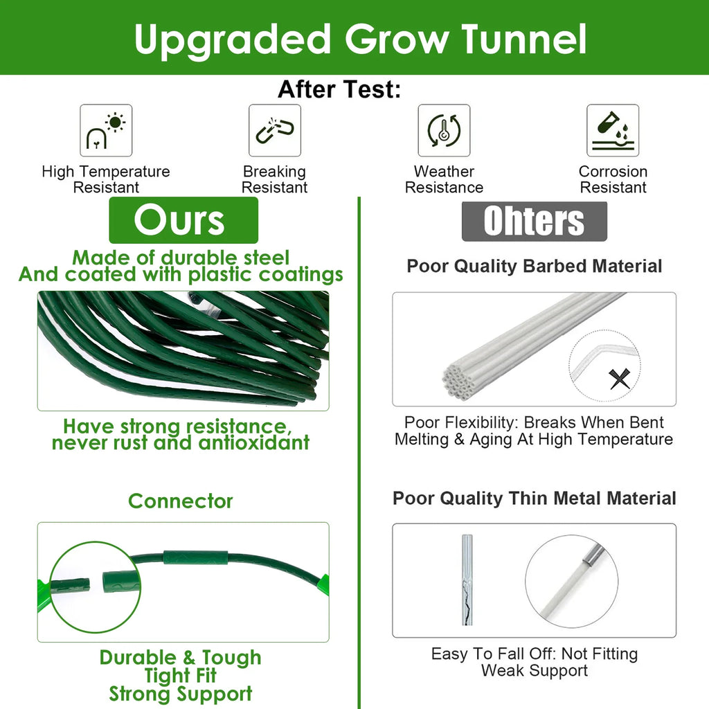 12 Set Steel Greenhouse Plant Hoops Durable Reusable DIY Seedling Arch Shed Bracket for Garden Vegetable Grow Tunnel Support New