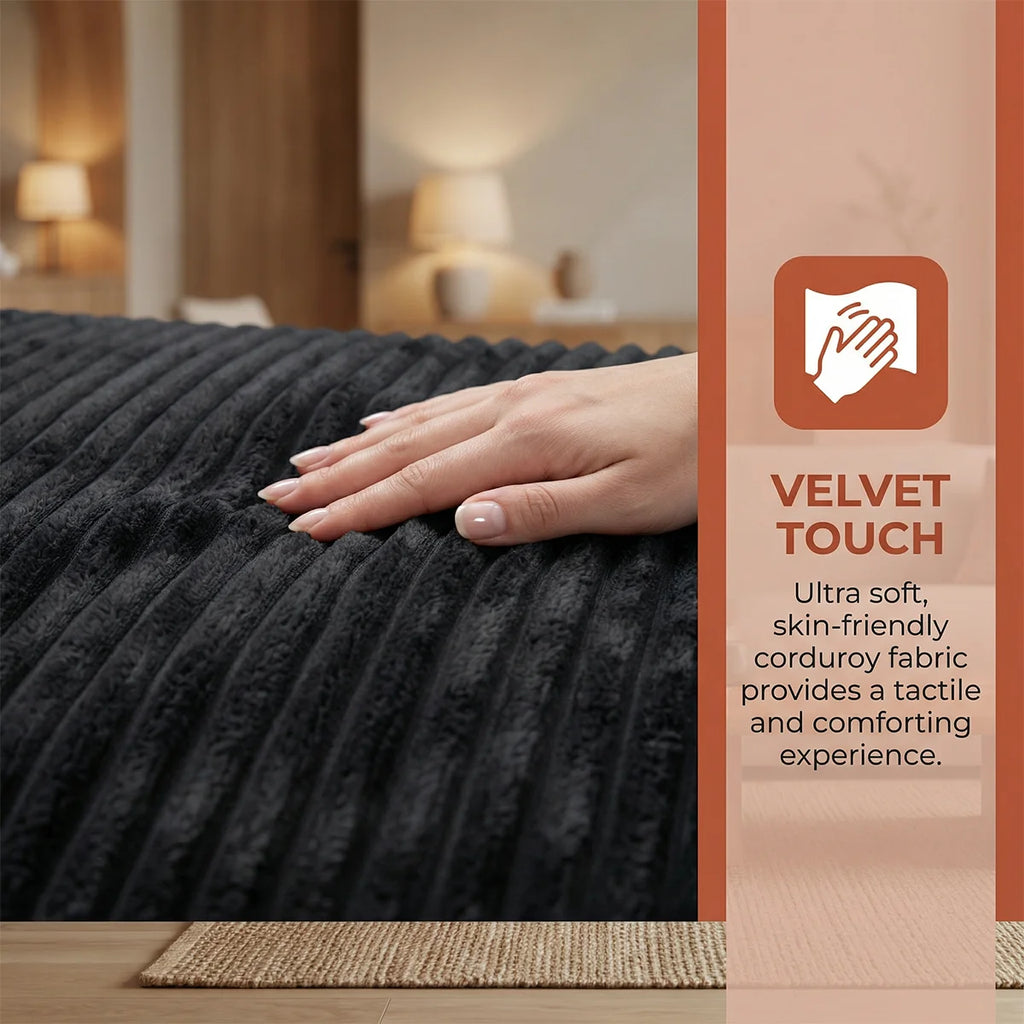 95" L-Shaped Sofa Chaise, No Assembly Required, Rabbit Fleece Upholstery, Ultra Soft & Comfortable, Ready to Use Out of the Box