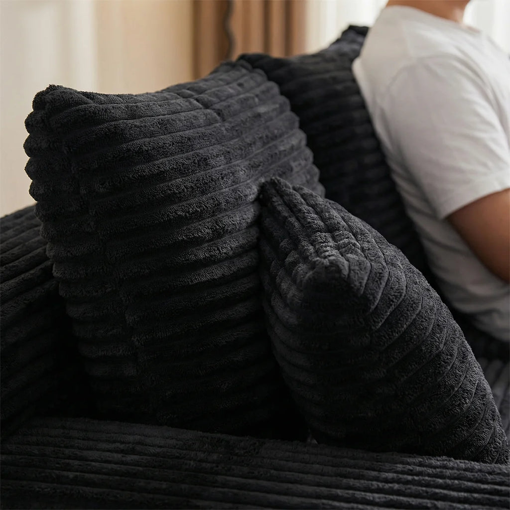 95" L-Shaped Sofa Chaise, No Assembly Required, Rabbit Fleece Upholstery, Ultra Soft & Comfortable, Ready to Use Out of the Box