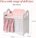 Robotime Baby Doll Crib Wooden Toy Baby Crib with Storage Bedding Wooden Hooks Doll Crib Fits Dolls up to 21" for Girls 3+ Pink