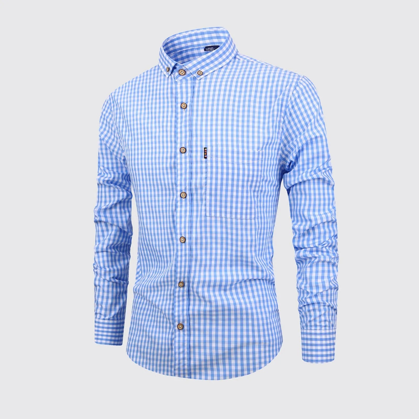 Men'S Single Breasted Checkered Shirt Men Shirts Fall And Winter Men Shirts Breathable Cotton Long Sleeved Camisa Masculina