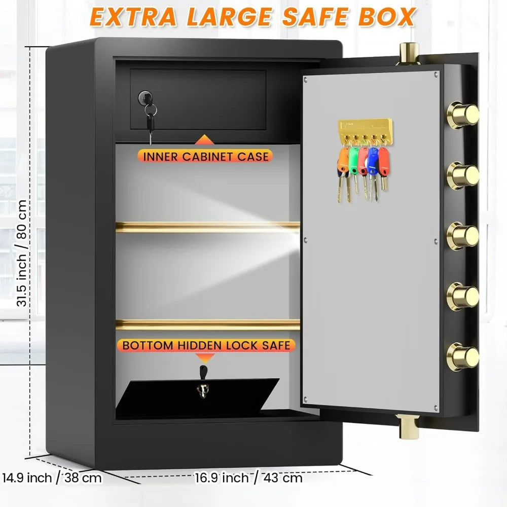 8.5 Cuft Extra Large Home Safe Fireproof Waterproof, Heavy Duty Fire Proof Safes with Fireproof Bag, Electronic Keypad, Keys and