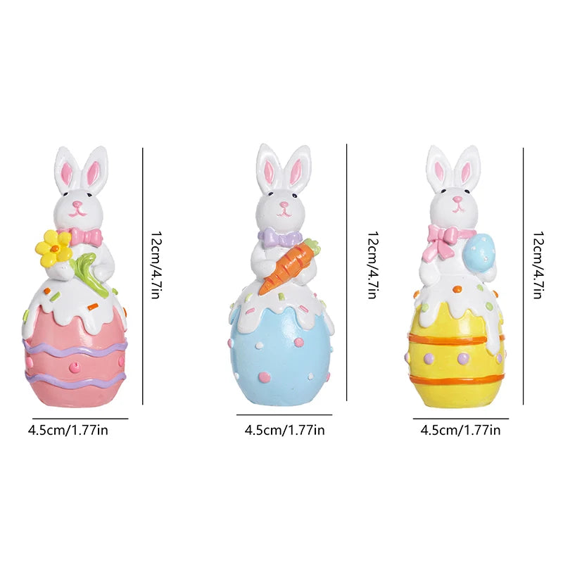 Cute Bunny Shaped Easter Ornaments Cartoon Easter Egg Resin Decoration Living Room Desktop Decoration Crafts Children Gifts