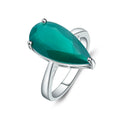 GEM'S BALLET 925 Sterling Silver Silver Handmade Ring 7.89Ct Natural Green Agate Daily Wear Ring Gift For Women Fine Jewelry