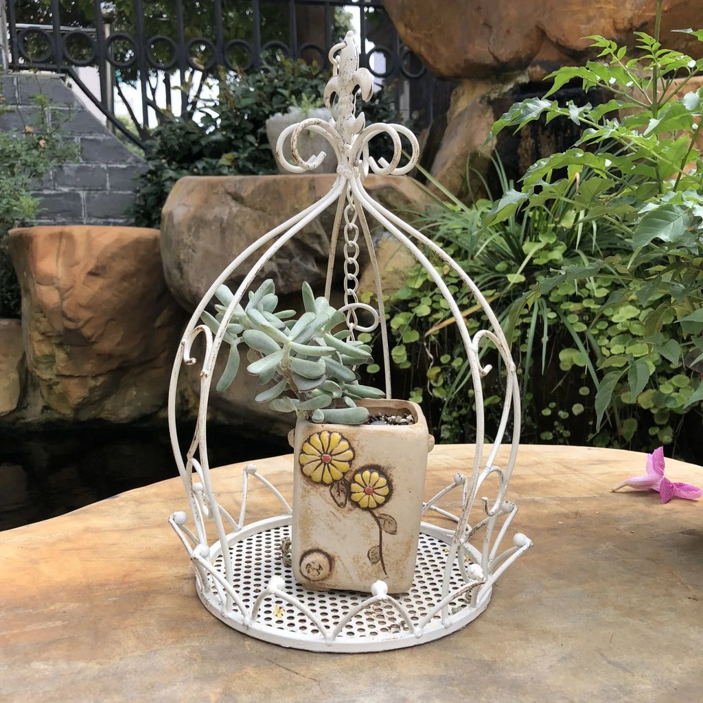 European style iron hanging basket indoor balcony hanging hanging basket outdoor garden courtyard succulent flower pot rack