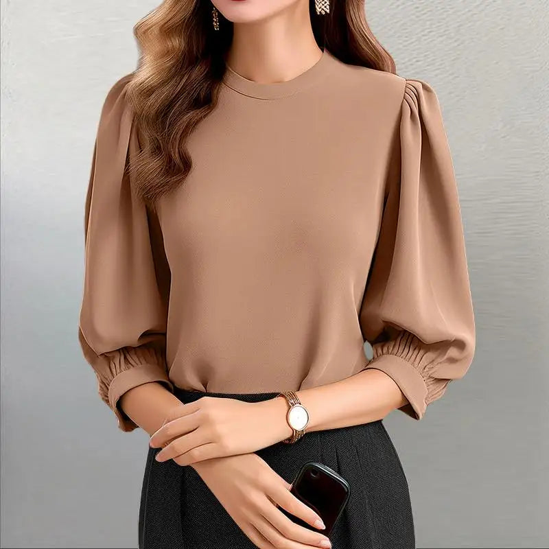 ZANZEA Fashion OL Work Shirt Woman Lantern Sleeve O Neck Blouse Summer Elegant Party Tunic Tops Casual Loose Blusas Mujer 2024