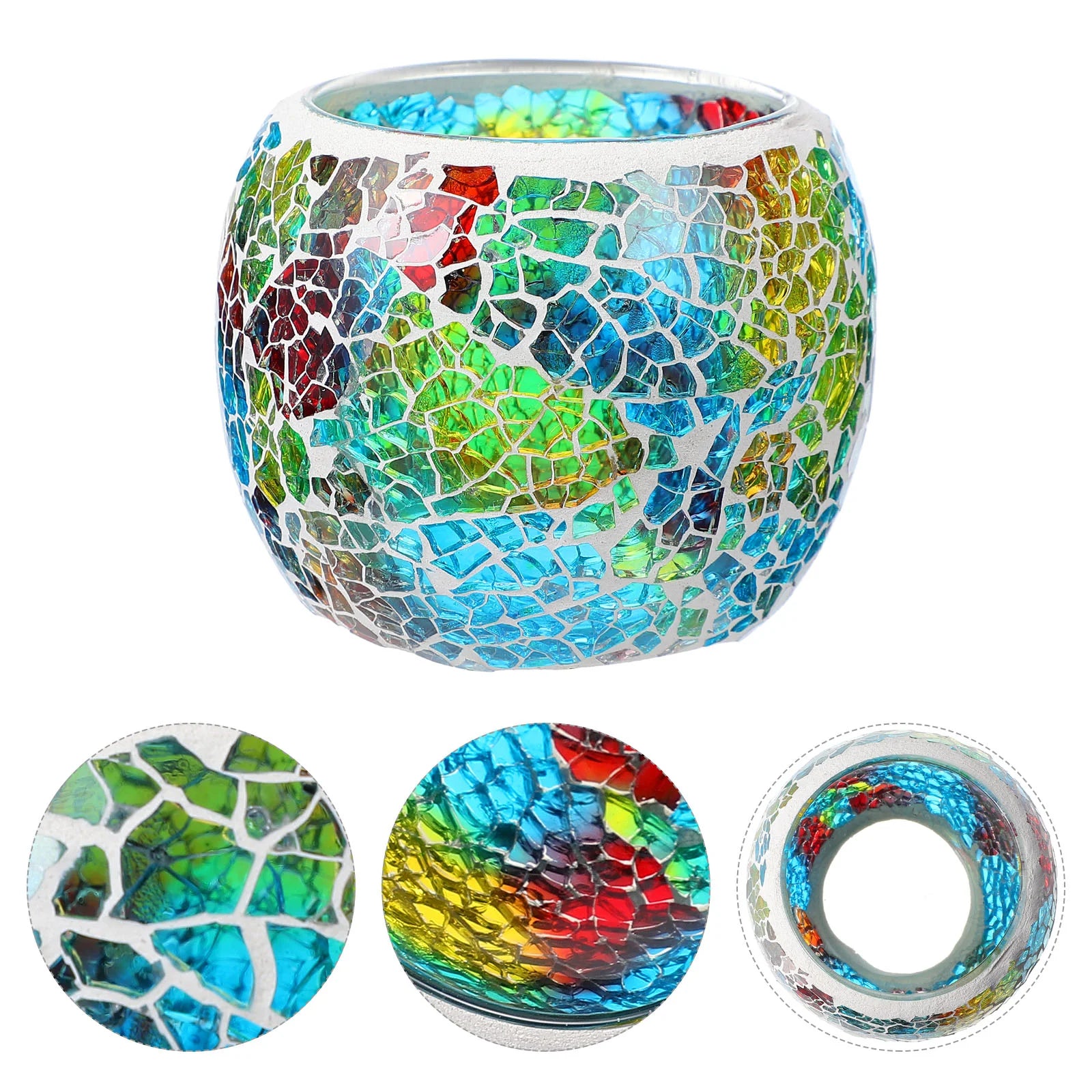 Mosaic Holder Vintage Home Decor Glass Candlestick Household Tea Light Holders