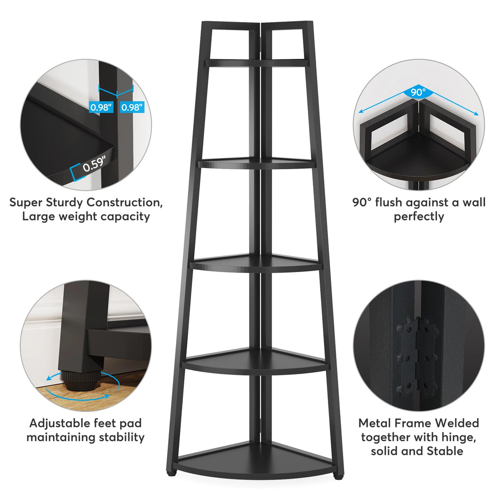 Tribesigns Bookcase Corner Book Shelf Rack Wood Bookshelf Storage Shelves