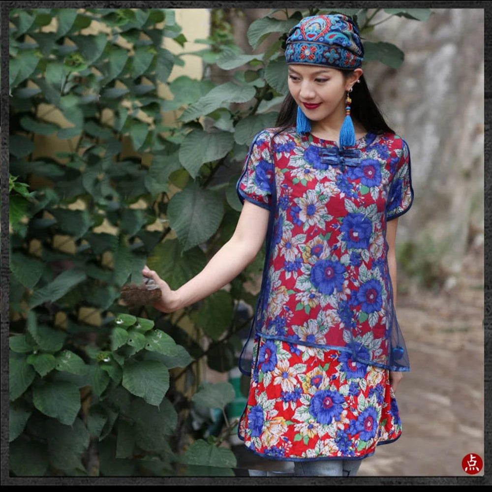 Women Mexican Style Ethnic Vintage Embroidery Flowers Hat Red Print hats for women Beanies Hats