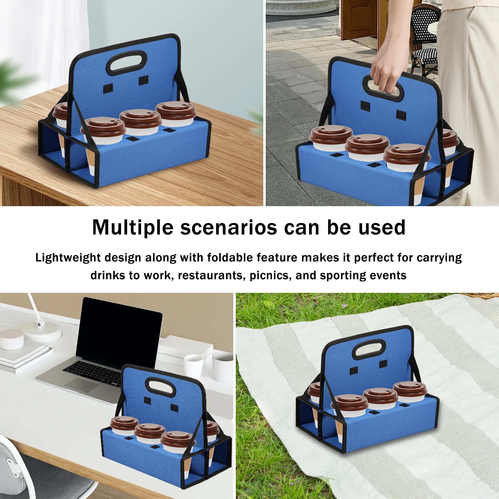 Oxford Cloth Drink Delivery Carrier 6 Cup Coffee Carrier Foldable Soft Drinks Carrier Wear Resistant Reusable Portable Drink
