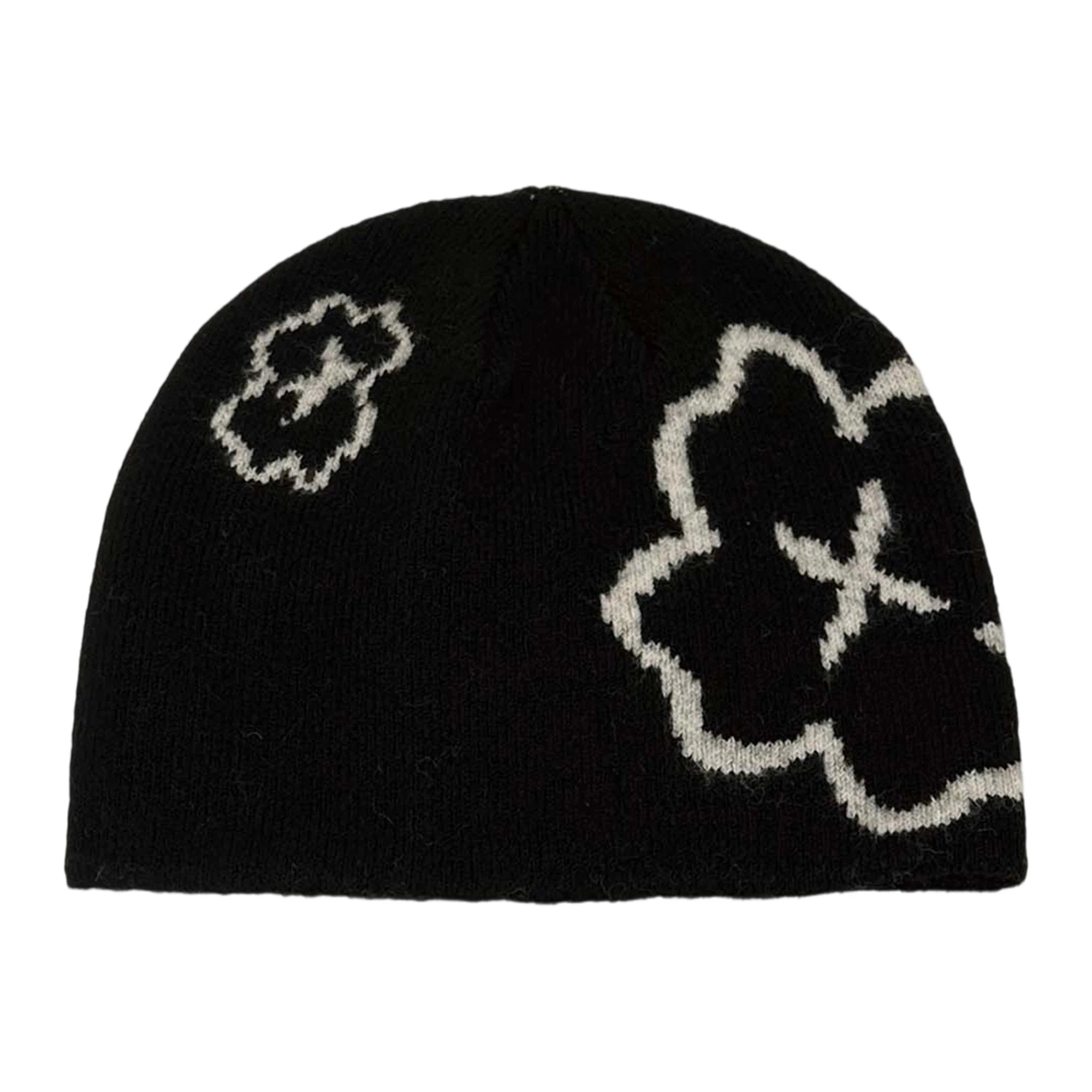 Women s Winter Knit Beanie Hat with Floral Design Soft and Stretchy Skull Cap for Outdoor Activities Warm and Cozy