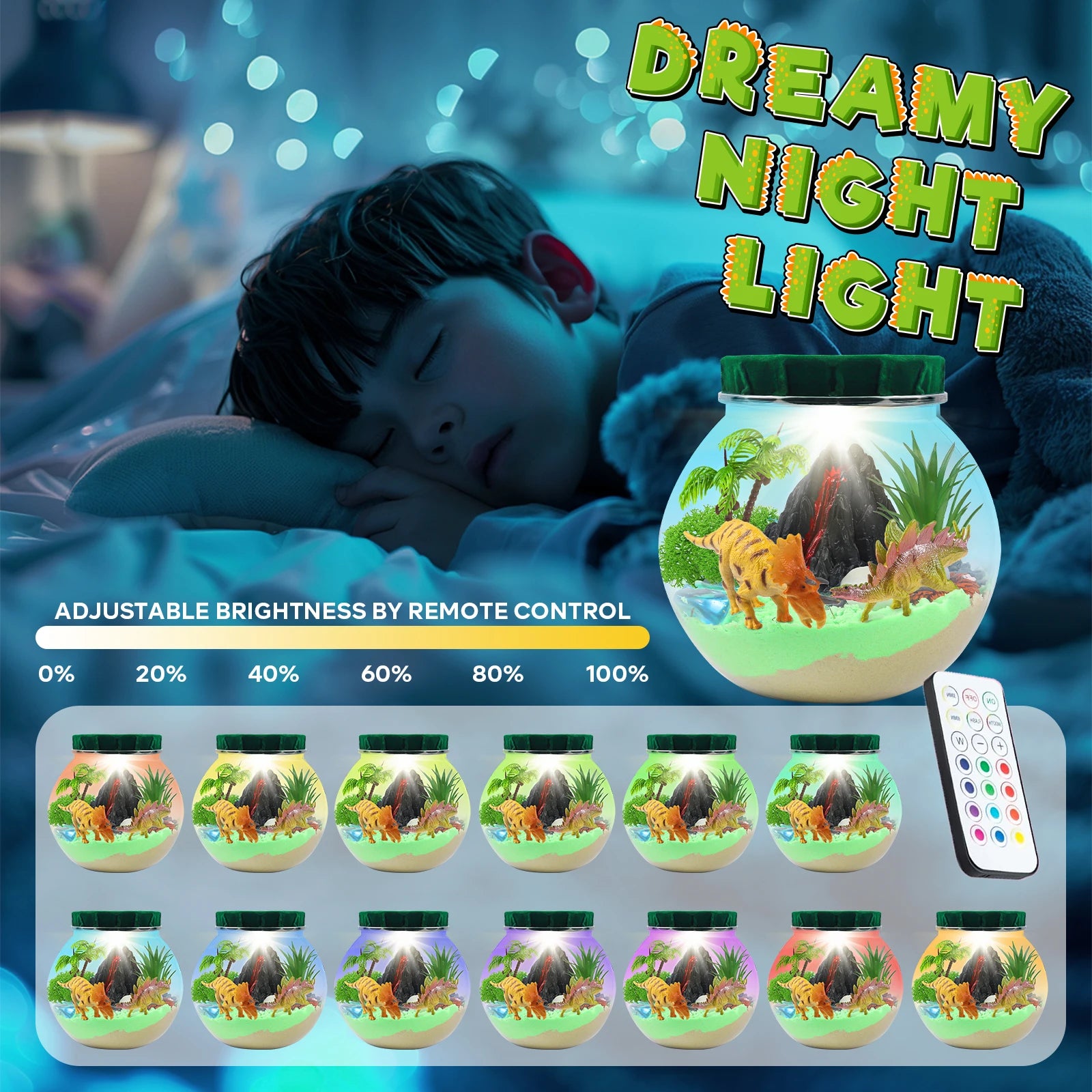 Dinosaur Light-Up Terrarium Kit for Kids Dinosaur Painting Arts and Night Light Crafts Kits for Kids- Birthday Gift for Children