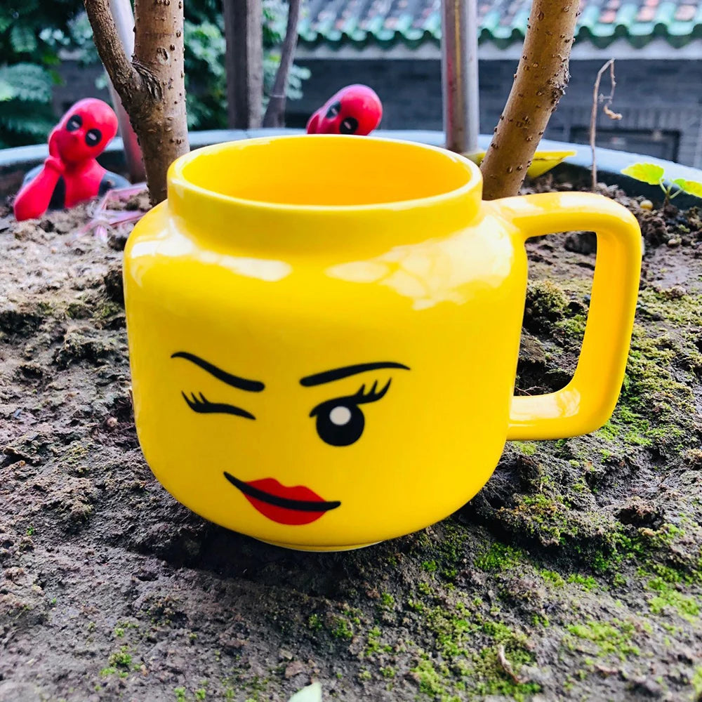 Expression Ceramic Mug 250ML Cute Coffee Cups Drinkware Figurine Head Smiling Face Tea Drinking Cup Children Christmas Gift 머그컵