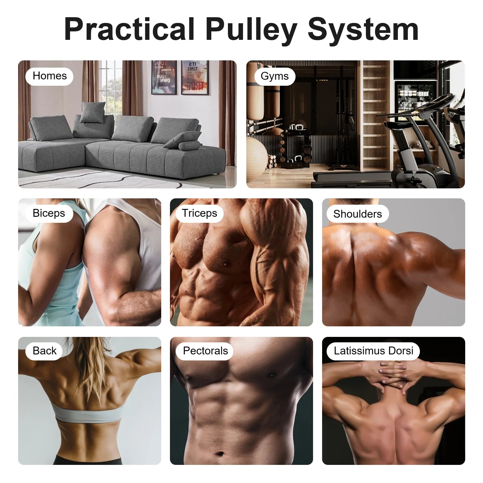 Pulley System Gym Cable Weight Pulley System Cable Lat Pull Fitness 120kg Load Capacity for Home, Gym, Etc.