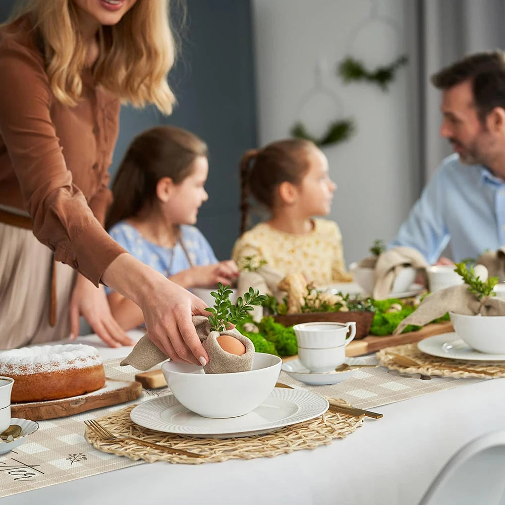 Easter Bunny Linen Table Runner Bunny Dining Table Cloth Placemat Easter Bunny Spring Linen Table Runner Holiday Party Decor