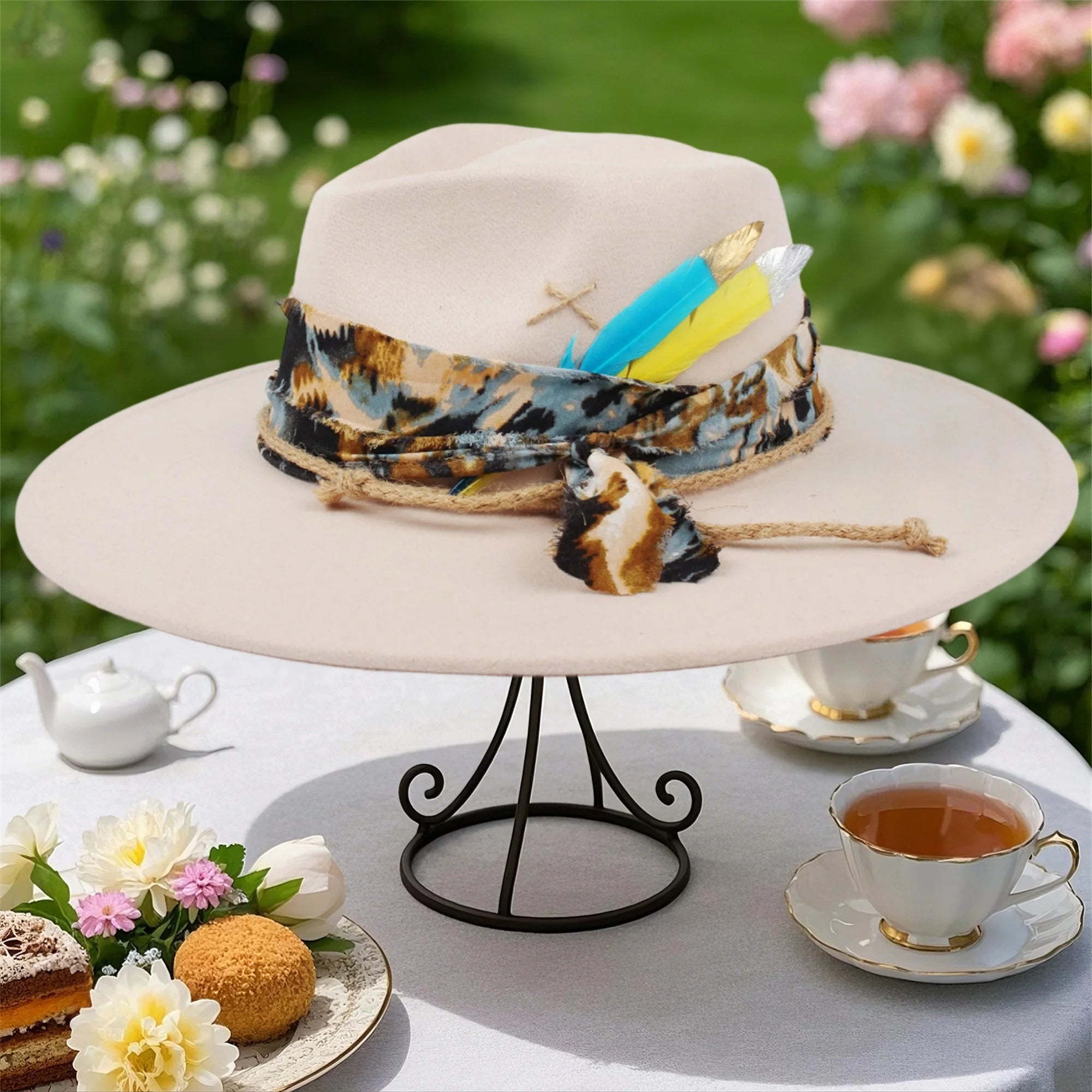 Classic Wool Fedora Hats for Women and Men Retro Wide Brim Trilby Hat with Vintage Feather Detail