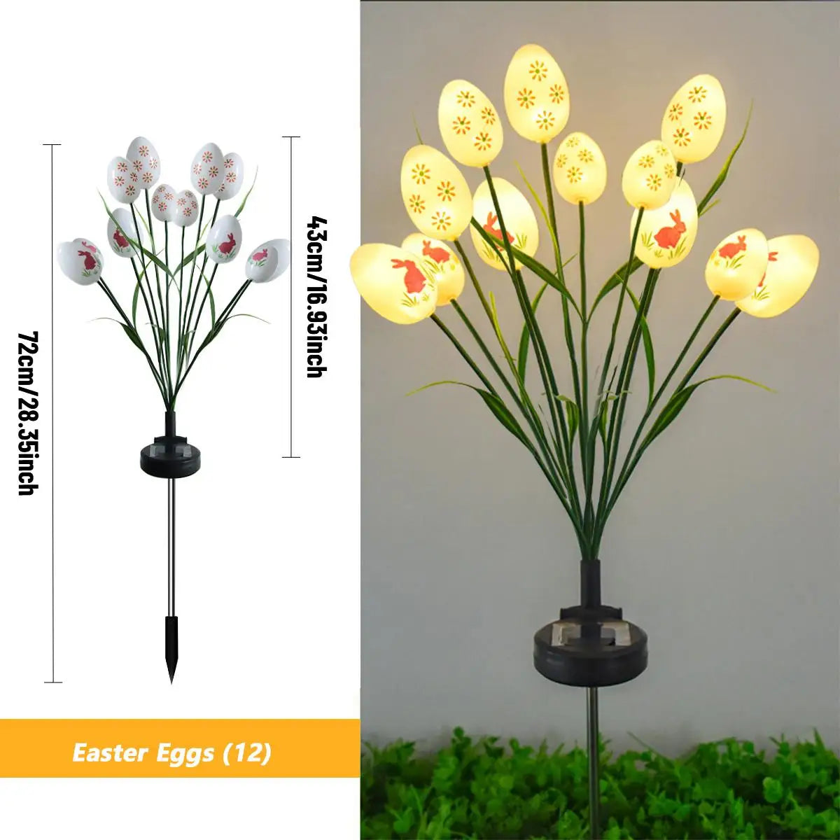 6/12 pcs garden lights Easter Eggs,  Waterproof garden path courtyard Hunt Game Party Favors Supplies Solar lamp