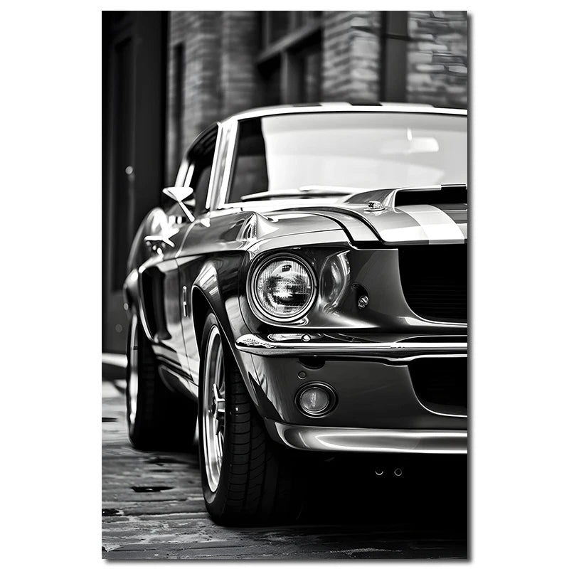 Retro Luxury Car Canvas Wall Painting Poster Vintage Black and White Car Decoration Mural Modern Home Room Decor Birthday Gift