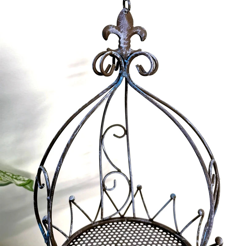 European style iron hanging basket indoor balcony hanging hanging basket outdoor garden courtyard succulent flower pot rack