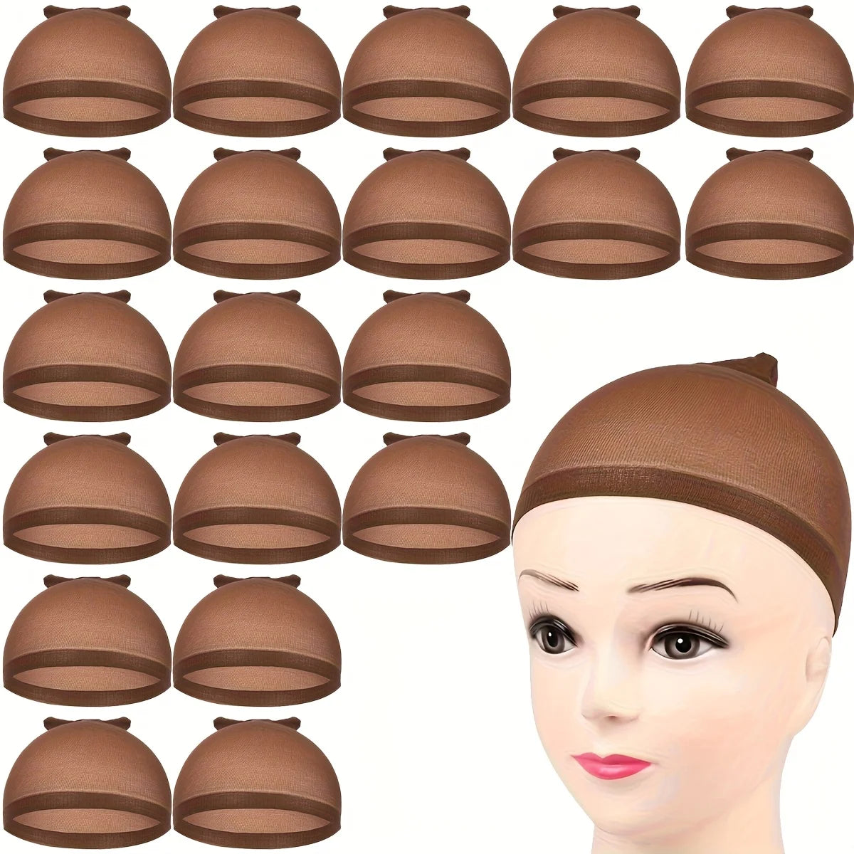 20pcs nylon wig cap stockings elastic wig cap black, brown, light brown