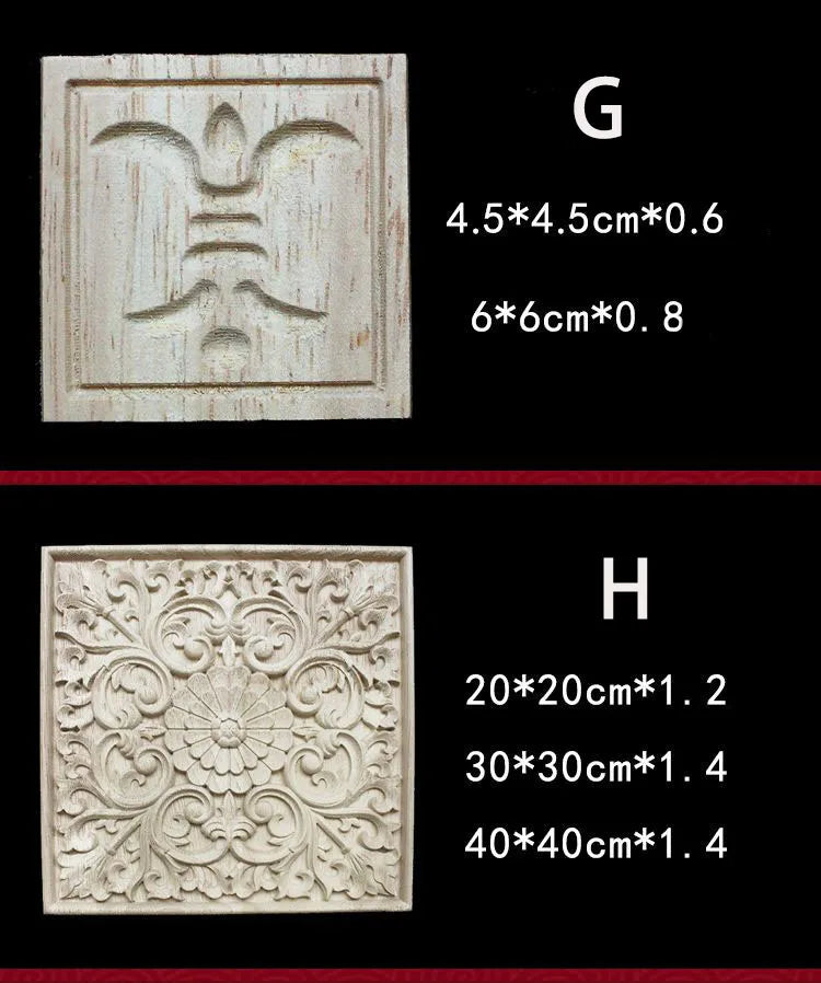 Unique Natural Floral Wood Carved Onlays and Appliques Wood Figurines for Decor Home Decoration Accessories wood furniture decal
