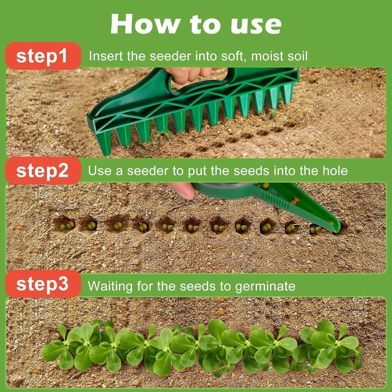1Pc Seeding Hole Punch Planting Tool with 12Holes Dibber, Soil Sowing Drill for Fast Punch and Seed